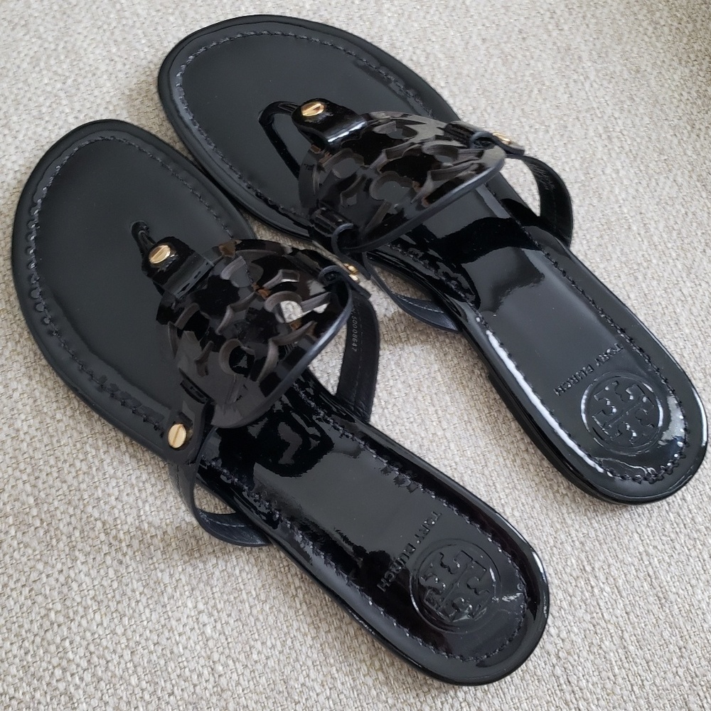 Tory Burch Miller Black Patent Leather Sandals